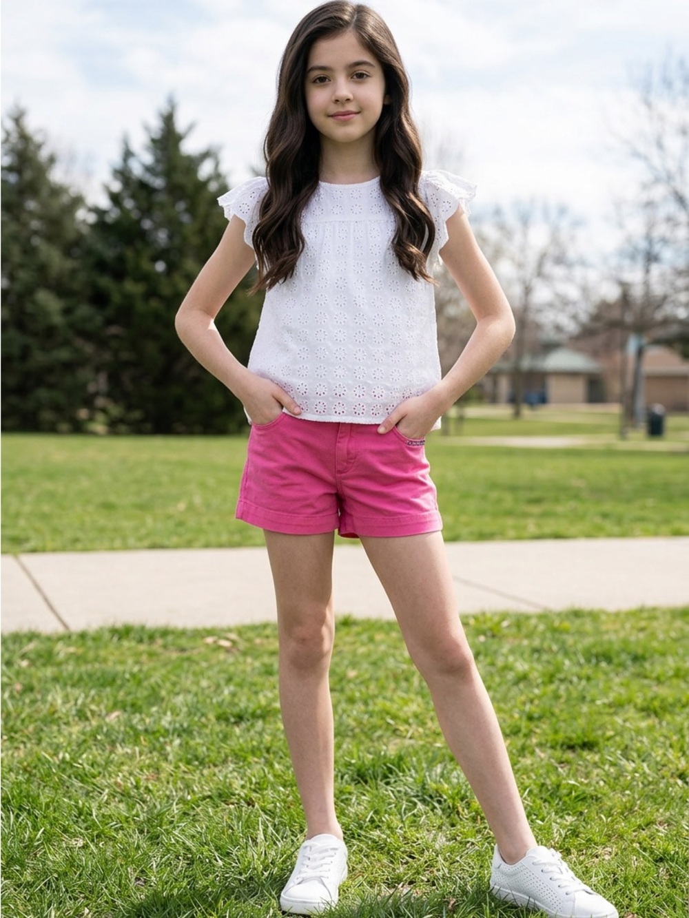 Crewcuts Bright Pink High-Rise Girls' Shorts